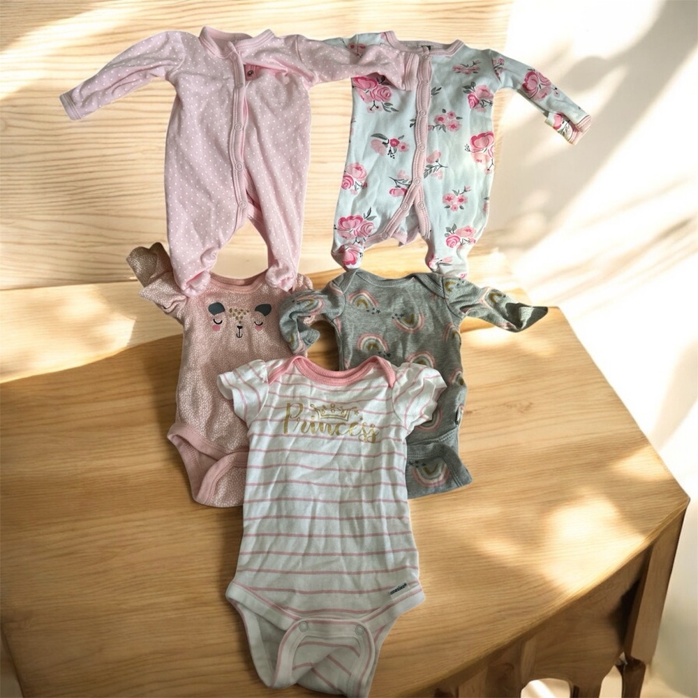 Floral and Striped Kids Five  Pieces Set